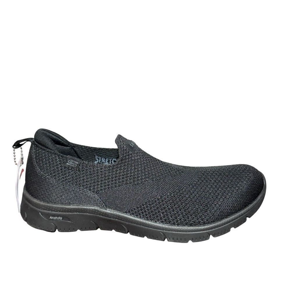 Skechers Men's Black Mesh Slip-On Loafers